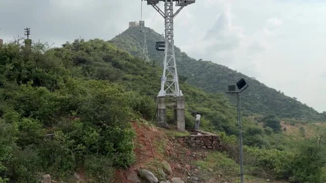 Cable Car Moving Up to Savitri Devi Mandir in Pushkar