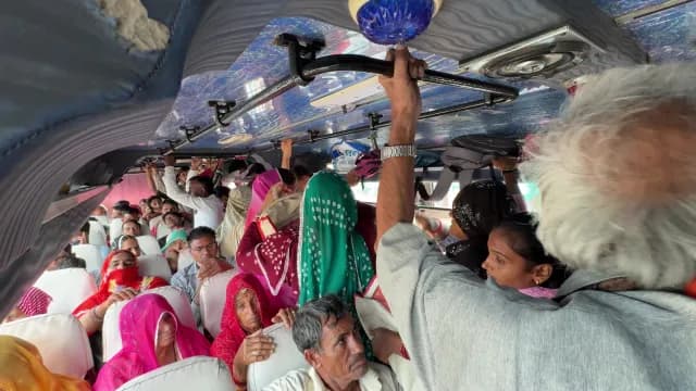 Crowded Public Bus Interior with Passengers in Ajmer