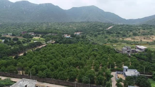 Aerial View of Lush Green Aravalli Hills Valley in Rajasthan