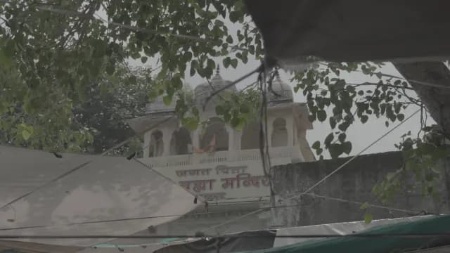 Ancient Brahma Temple Architecture in Pushkar India Viewed Through Greenery
