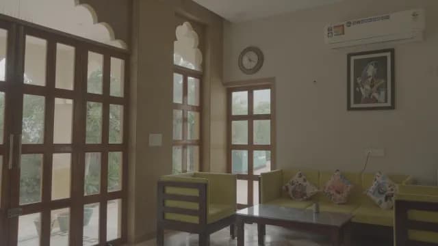 Traditional Indian Interior with Heritage Architecture and Garden View
