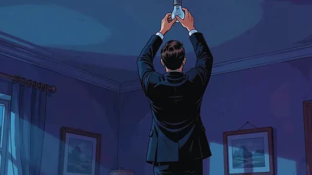 Businessman Changing Lightbulb Pop Art Illustration Animation