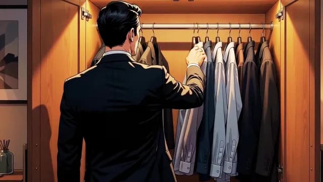 Businessman Choosing Shirt from Professional Wardrobe