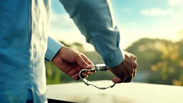 Man Putting on Luxury Silver Wristwatch Outdoors