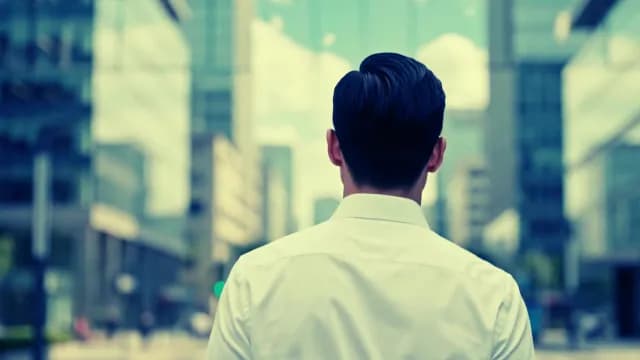 Businessman Looking at Modern Cityscape Skyline View
