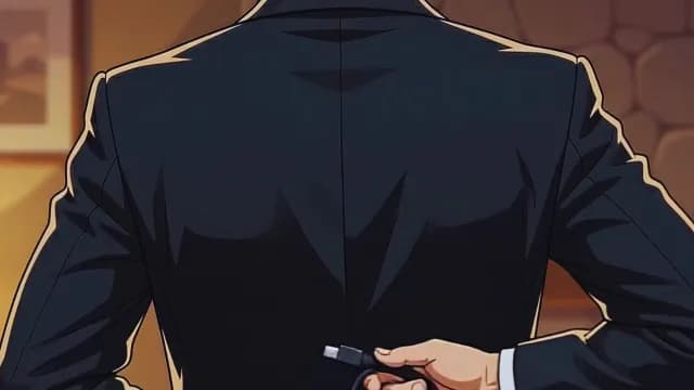 Anime Cyborg Character in Suit with USB Cable Connection