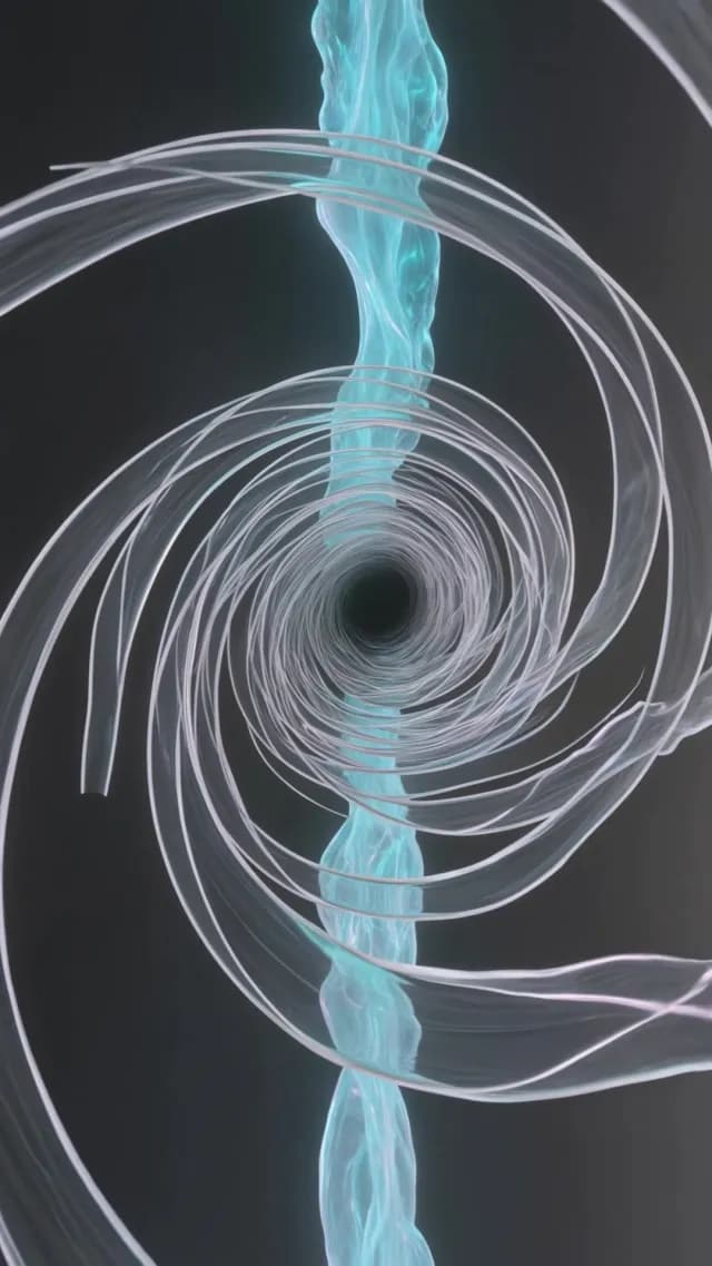 Abstract 3D Blue Energy Spiral with Translucent Ribbons