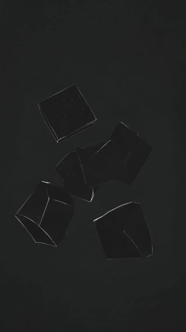 Abstract Floating Dark Geometric Blocks on Black Background