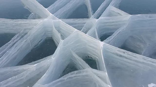 Crystalline Ice Formations on Frozen Lake Baikal Russia