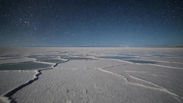 Night View of Starry Sky Over Salar de Uyuni Salt Flats