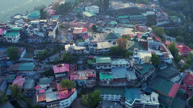 Aerial View of Mussoorie Hill Station Architecture in India