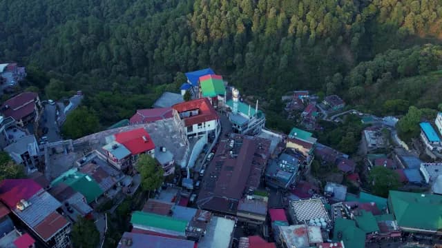Aerial View of Colorful Mussoorie with Dense Forest