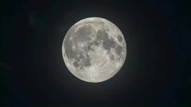 Timelapse of Detailed Full Moon Glowing in Clear Night Sky