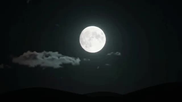 Timelapse of Cinematic Full Moon Glowing in Dark Night Sky with Clouds