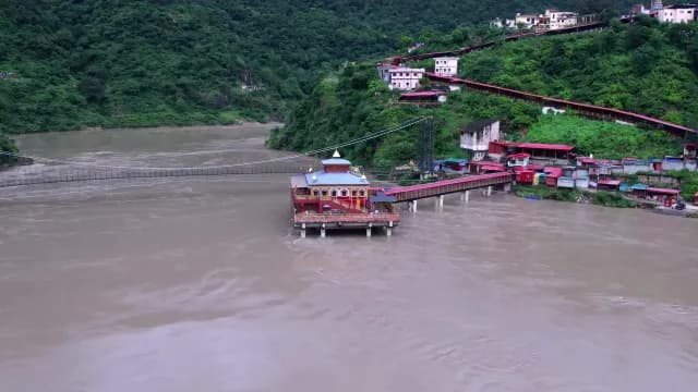 Dhari Devi Temple and Alaknanda River in Uttarakhand India
