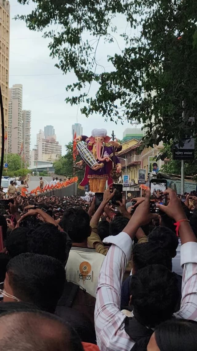Ganesh Chaturthi Festival Procession with Large Ganesha Idol in Mumbai