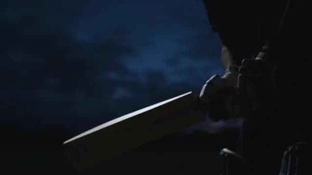 Close-up of Cricket Player Gripping Bat at Twilight