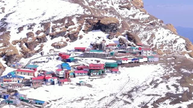 Remote Snowy Mountain Village in the Chopta Uttarakhand
