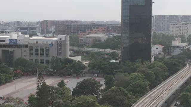 Modern Cityscape of Bangalore with Metro Train and Office Buildings