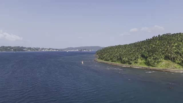 Aerial View of Tropical Coastline of Northbay Island Road, Andaman Island