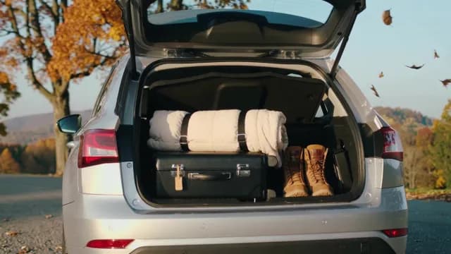 Car Trunk Packed for an Autumn Road Trip Adventure