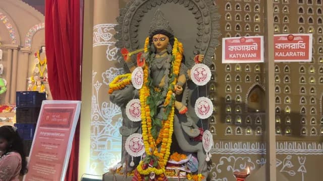 Goddess Katyayani Idol at Durga Puja Festival Pandal in Delhi