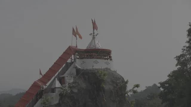 Ancient Hindu Temple Perched Atop a Rocky Hill in Girija Devi Mandir, Ramnagar, Uttarakhand